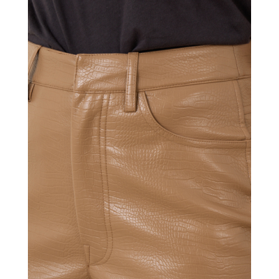 Rotate Textured Faux Leather Pants Tiger Eye