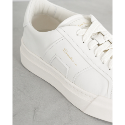 Santoni  Double Buckle Sneaker White