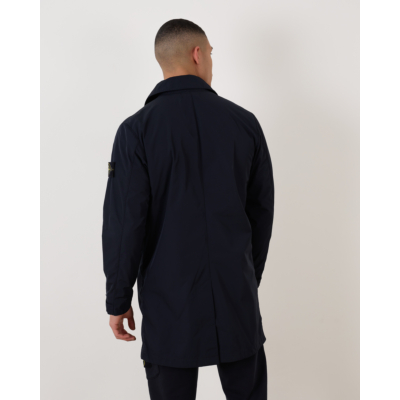 Stone Island Micro Twill Trench Coat Navy Blue