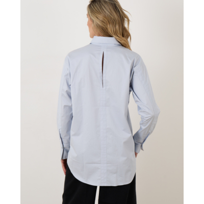 Closed Oversized Dropped Shoulder Blouse Blue