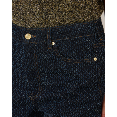 Ganni Fluffy Denim Jeans Dark Blue