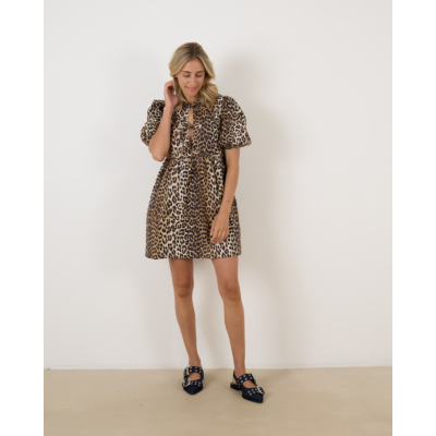 Ganni Leopard printed cotton dress