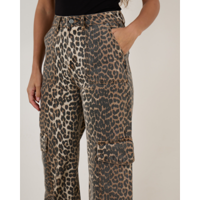 Ganni Print Denim Angi Leopard