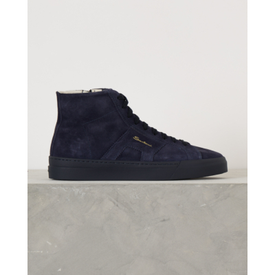 Santoni  High-Top Double Buckle Sneaker Navy