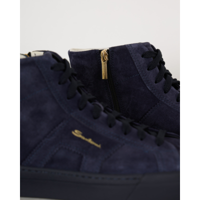Santoni  High-Top Double Buckle Sneaker Navy