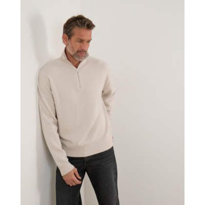 Extreme Cashmere Unisex N°235 Hike half-zip sweater Chalk