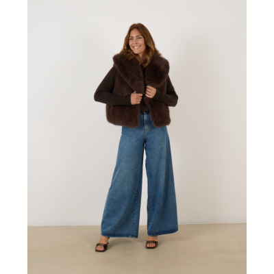 Alter Ego Gisele Faux Fur Gilet Dark Brown