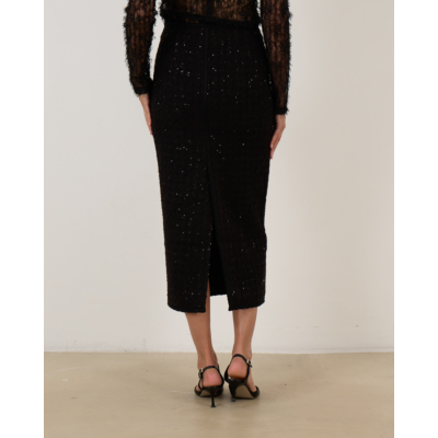 Rotate Boucle maxi skirt black