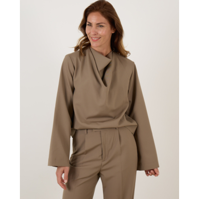 Róhe Draped Wool Top Khaki