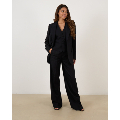 Herman Klassieke Tailored Blazer met Schoudervulling Zwart