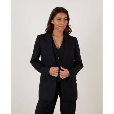 Herman Klassieke Tailored Blazer met Schoudervulling Zwart