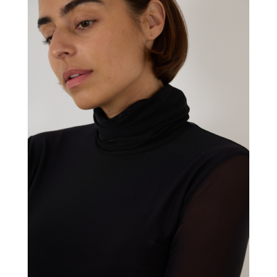 Ganni Mesh Long Sleeve Black