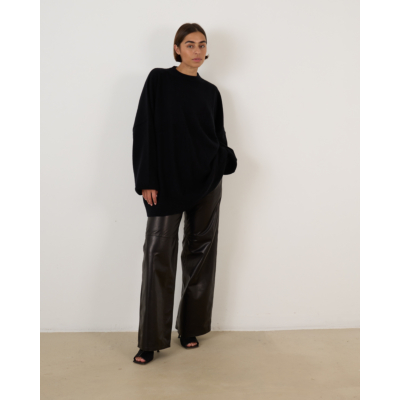 Enes pantalon leer/suede dames black