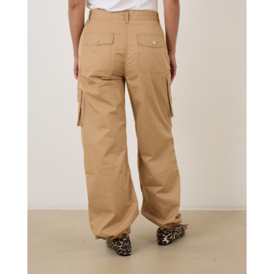 Ganni Camel Washed Cotton Twill Trousers