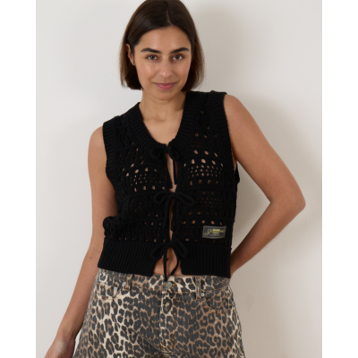 Ganni Crochet Vest Black
