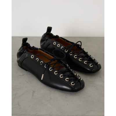 Ganni Oleatex Lace-Up Ballerinas Black