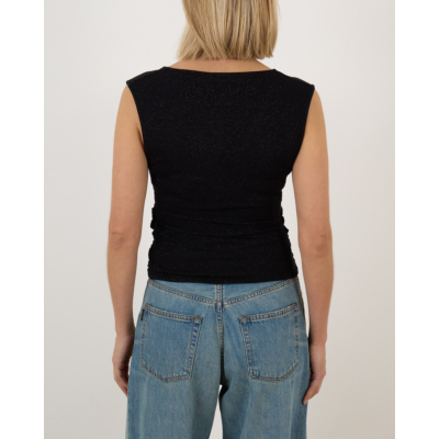 Iro Fizou Draped Lurex Top Black