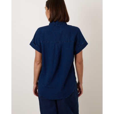 Closed Blouse Korte Mouw Dark Blue