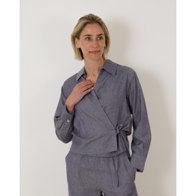 Vince Wrap Top Mid Indigo