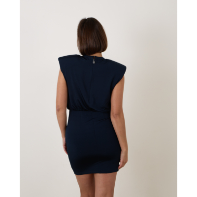 Rotate Slinky Ruched Mini Dress Dark Blue