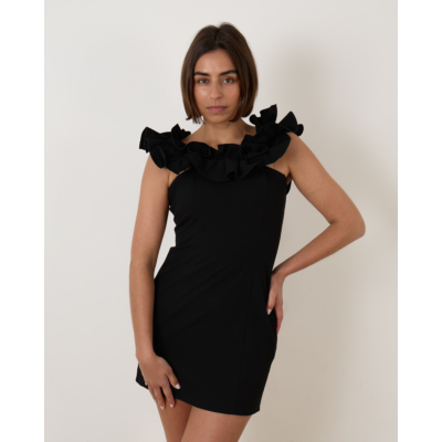 Rotate Mini Ruffle Dress Black