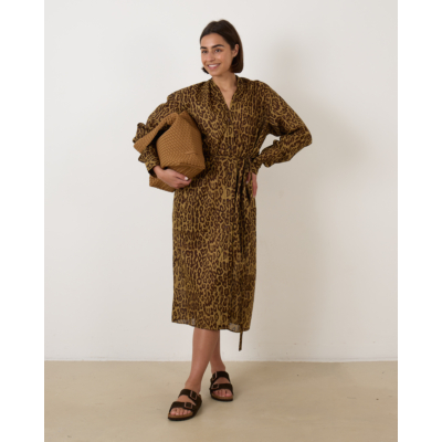 6397 Collarless Shirtdress Leopard