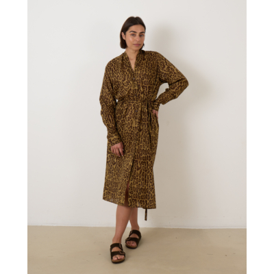 6397 Collarless Shirtdress Leopard