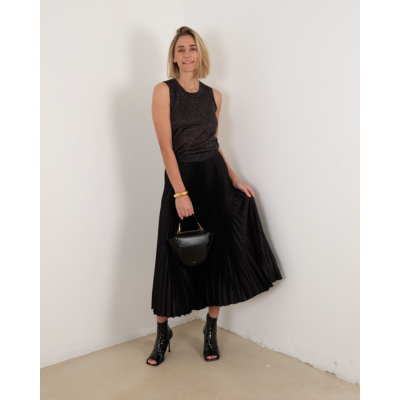 Joseph Amelie Pleated Lurex Skirt Black