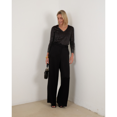 Joseph Lurex Knit V Neck Jumper Black