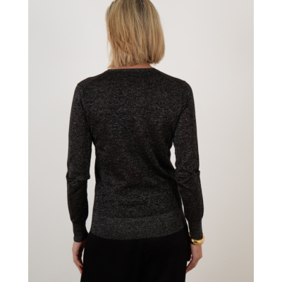 Joseph Lurex Knit V Neck Jumper Black