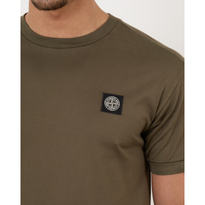 Stone Island t-shirt  V0054 MILITARY G met compass patch logo
