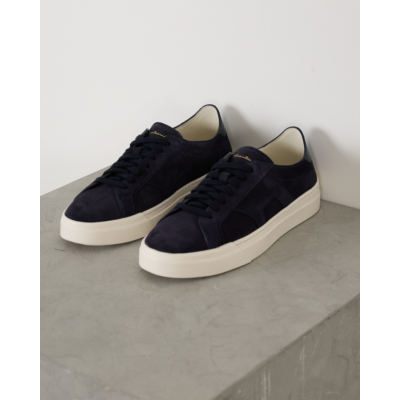 Santoni  Double Buckle Suede Sneaker Navy