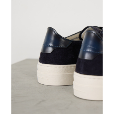 Santoni  Double Buckle Suede Sneaker Navy