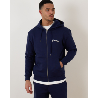 Flâneur Signature Zip-Up Hoodie Navy