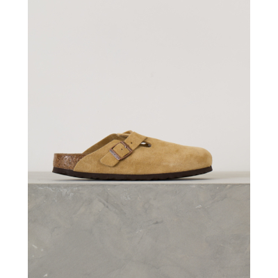 Birkenstock Boston suède instappers Latte Cream