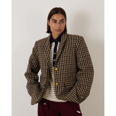 Ganni Check Wool Blazer