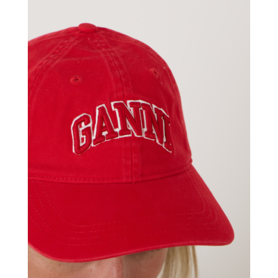 Ganni Canvas Cap Fiery Red