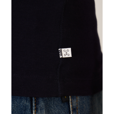 Closed Stretchy Aangesloten T-Shirt met Lage Hals Navy