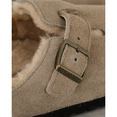 Birkenstock Boston Shearling Suede Loafers Taupe