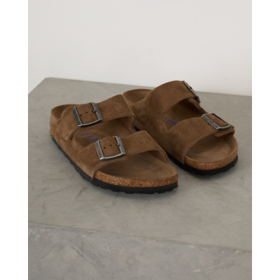 Birkenstock Men Arizona Soft Footbed Sandals Dark Tea Tonal