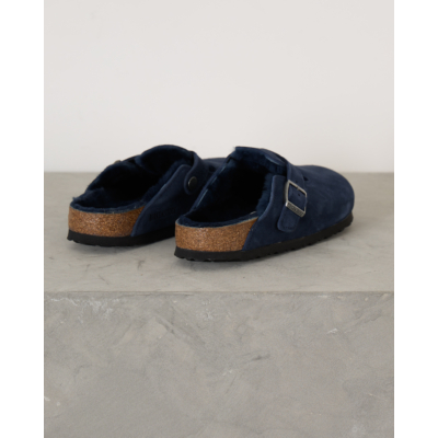Birkenstock Boston Shearling Suede Instappers Navy