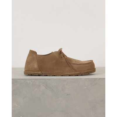 Birkenstock Utti Lace Suede Moccasin Gray Taupe
