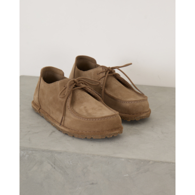 Birkenstock Utti Lace Suede Moccasin Gray Taupe