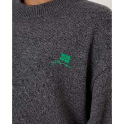 Ganni Crewneck Pullover Gray