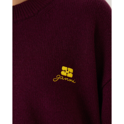 Ganni Crewneck Pullover Burgundy