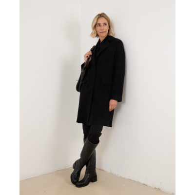 Luisa Cerano Mid-Length Black Coat