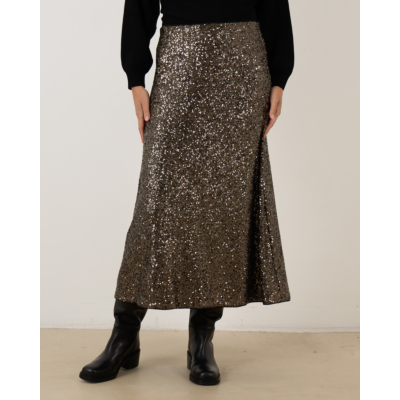 Luisa Cerano Midi Skirt Anthracite With Glitters