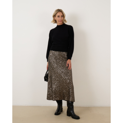 Luisa Cerano Midi Skirt Anthracite With Glitters