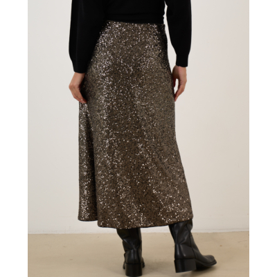 Luisa Cerano Midi Skirt Anthracite With Glitters