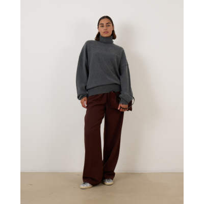 Weekend Max Mara  Technical Gabardine Wool Trousers Chocolate